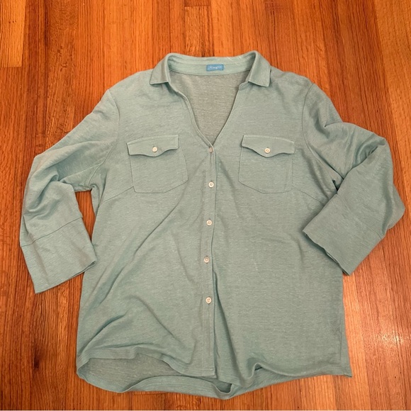 J. McLaughlin Tops - J.McLaughlin Womens Linen Blend Button Front Top Size unsure 3/4 Sleeve Capsule